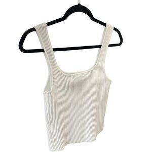 White Ribbed Crop Tank Top